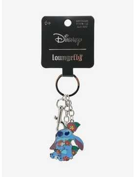 Loungefly Disney Lilo & Stitch Floral Stitch Multi-Charm Keychain - BoxLunch Exclusive, , hi-res
