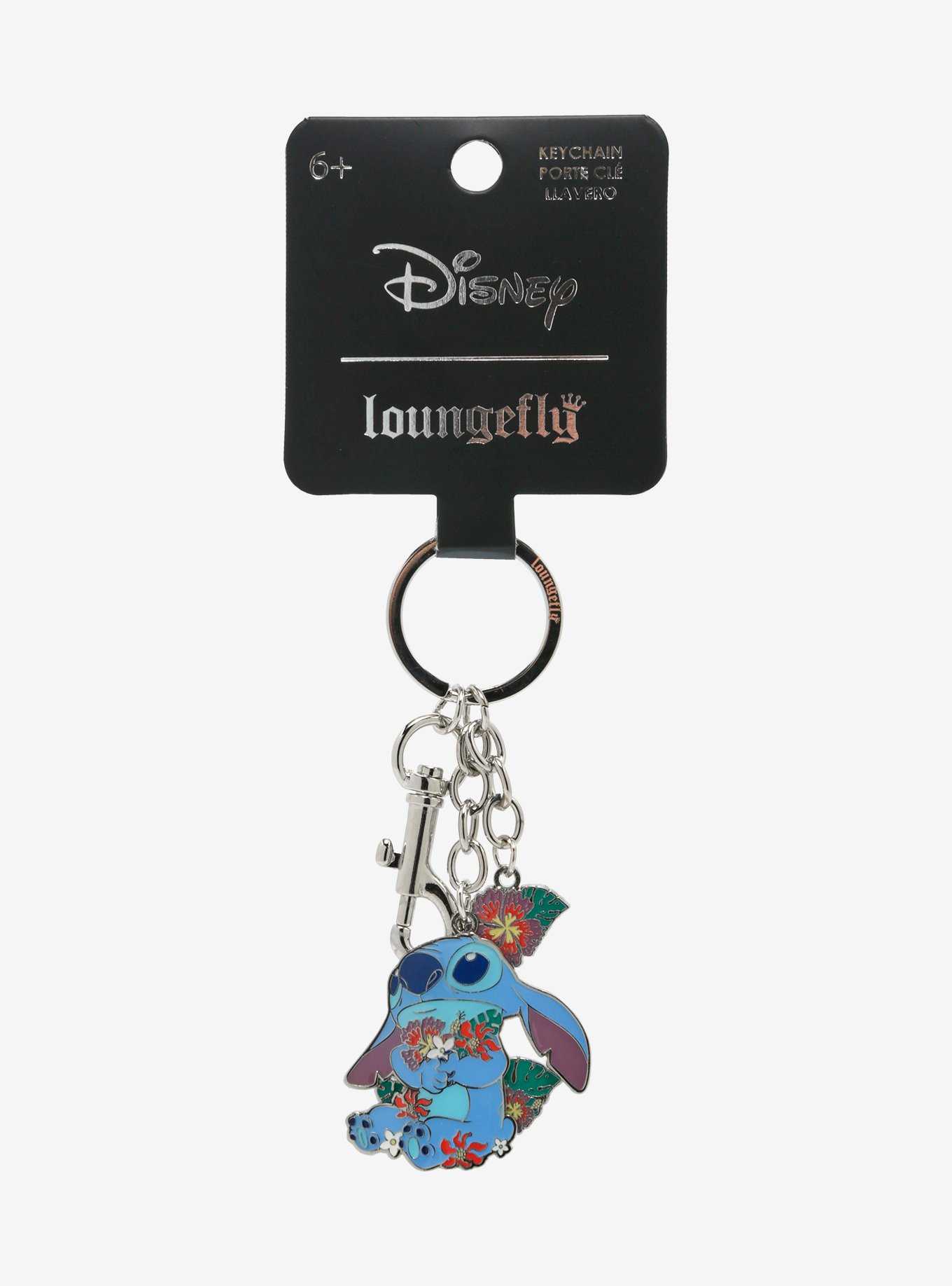 Loungefly Disney Lilo & Stitch Floral Stitch Multi-Charm Keychain - BoxLunch Exclusive, , hi-res