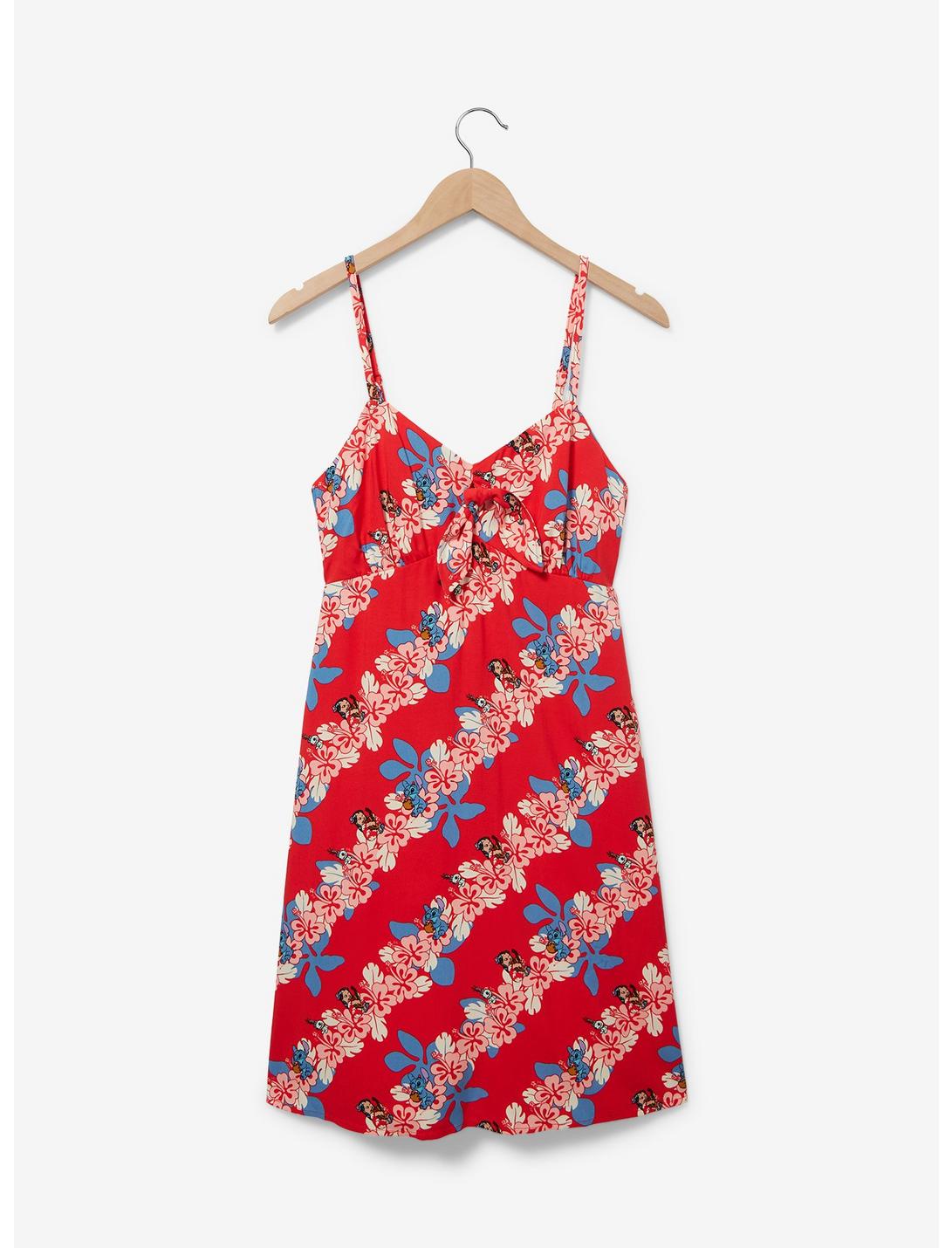 Disney Lilo & Stitch Hibiscus Tie-Front Dress — BoxLunch Exclusive, RED, hi-res