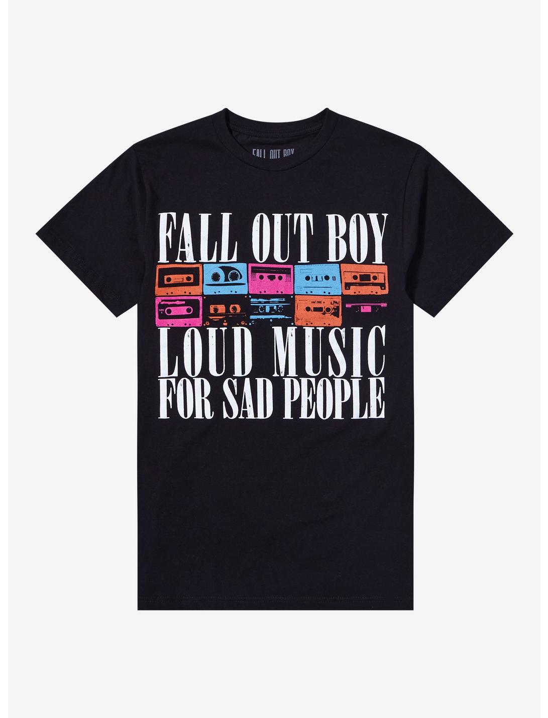 Fall Out Boy Loud Music For Sad People Boyfriend Fit Girls T-Shirt, BLACK, hi-res