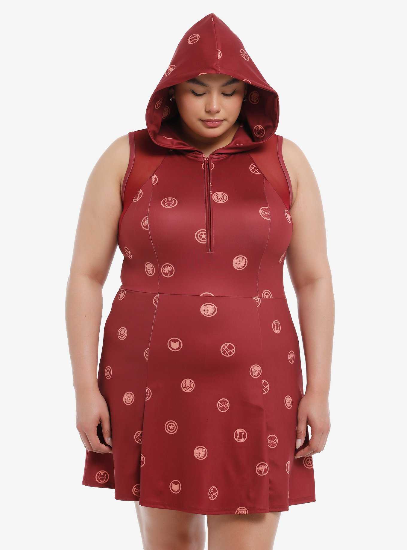 Her Universe Marvel Avengers Icons Hooded Athletic Dress Plus Size Her Universe Exclusive, , hi-res