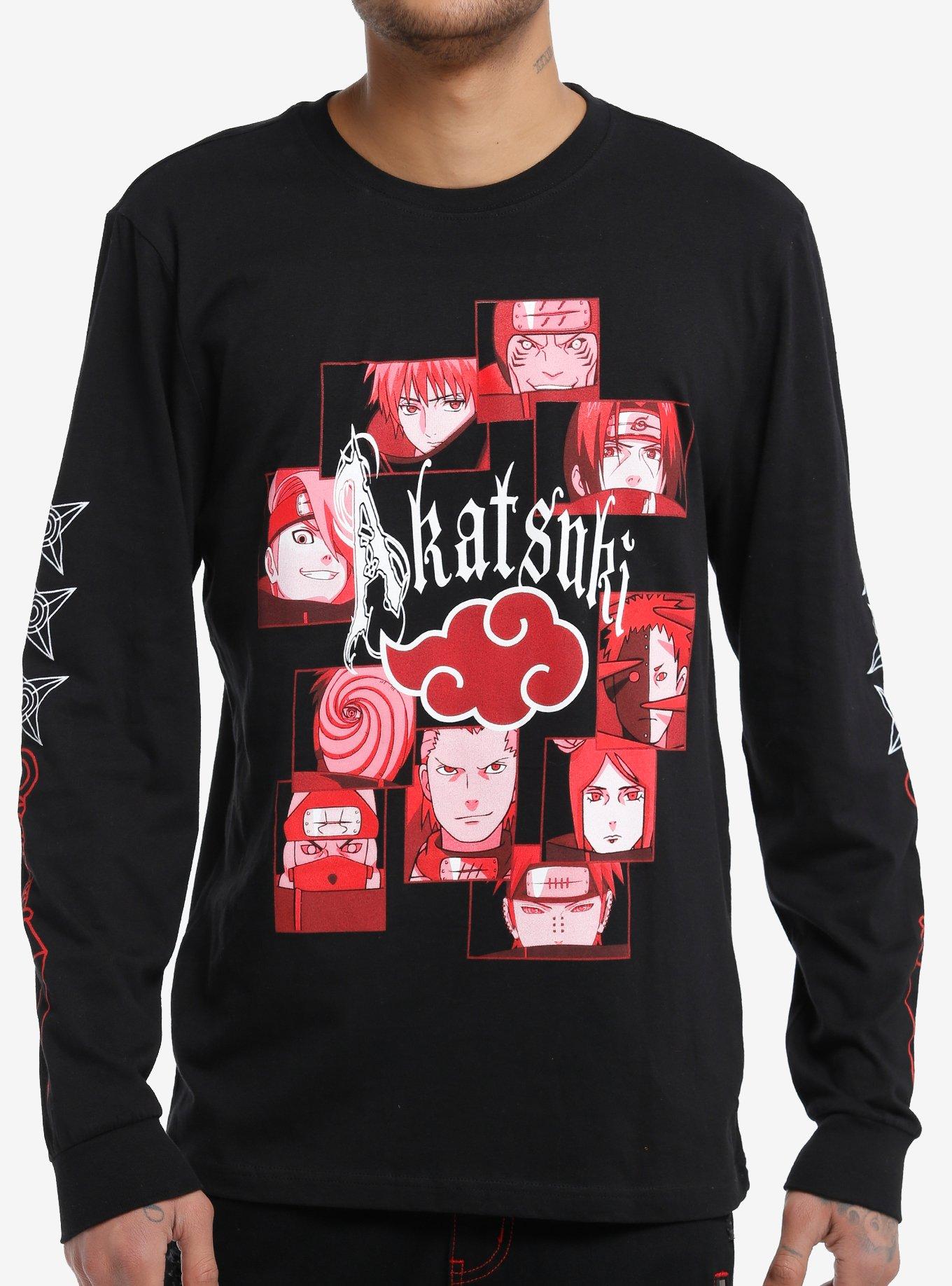 Naruto Shippuden Akatsuki Front & Back Long-Sleeve T-Shirt, BLACK, hi-res