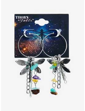 Thorn & Fable Dragonfly Crystal Hoop Earrings, , hi-res
