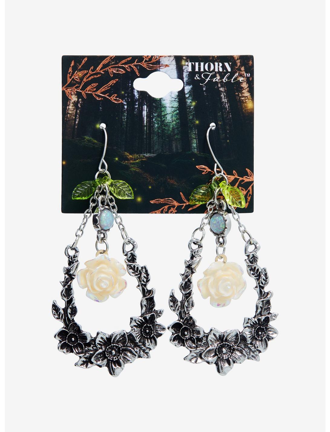 Thorn & Fable Rose Opal Drop Earrings, , hi-res
