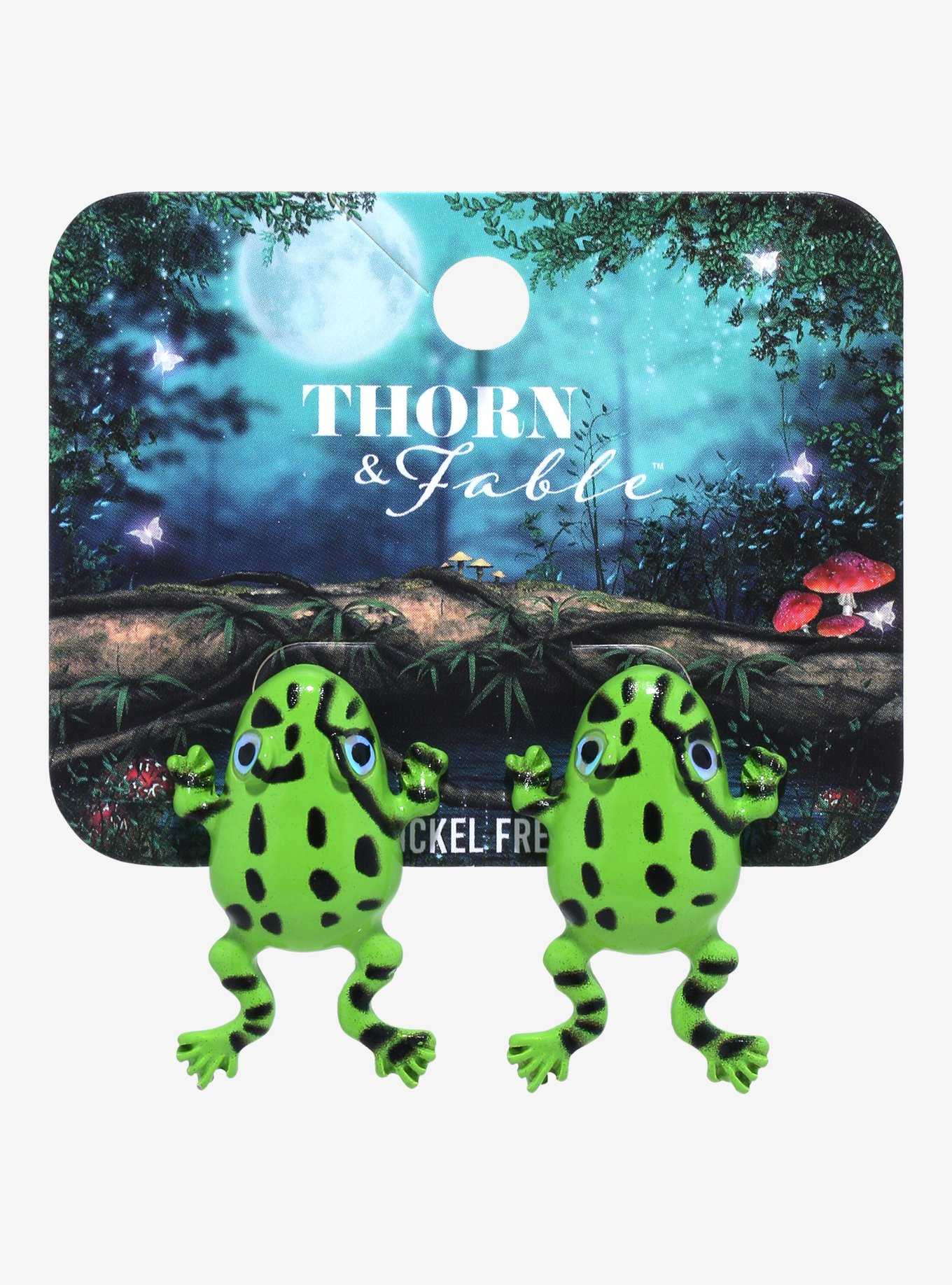 Thorn & Fable Spotted Frog Biting Earrings, , hi-res
