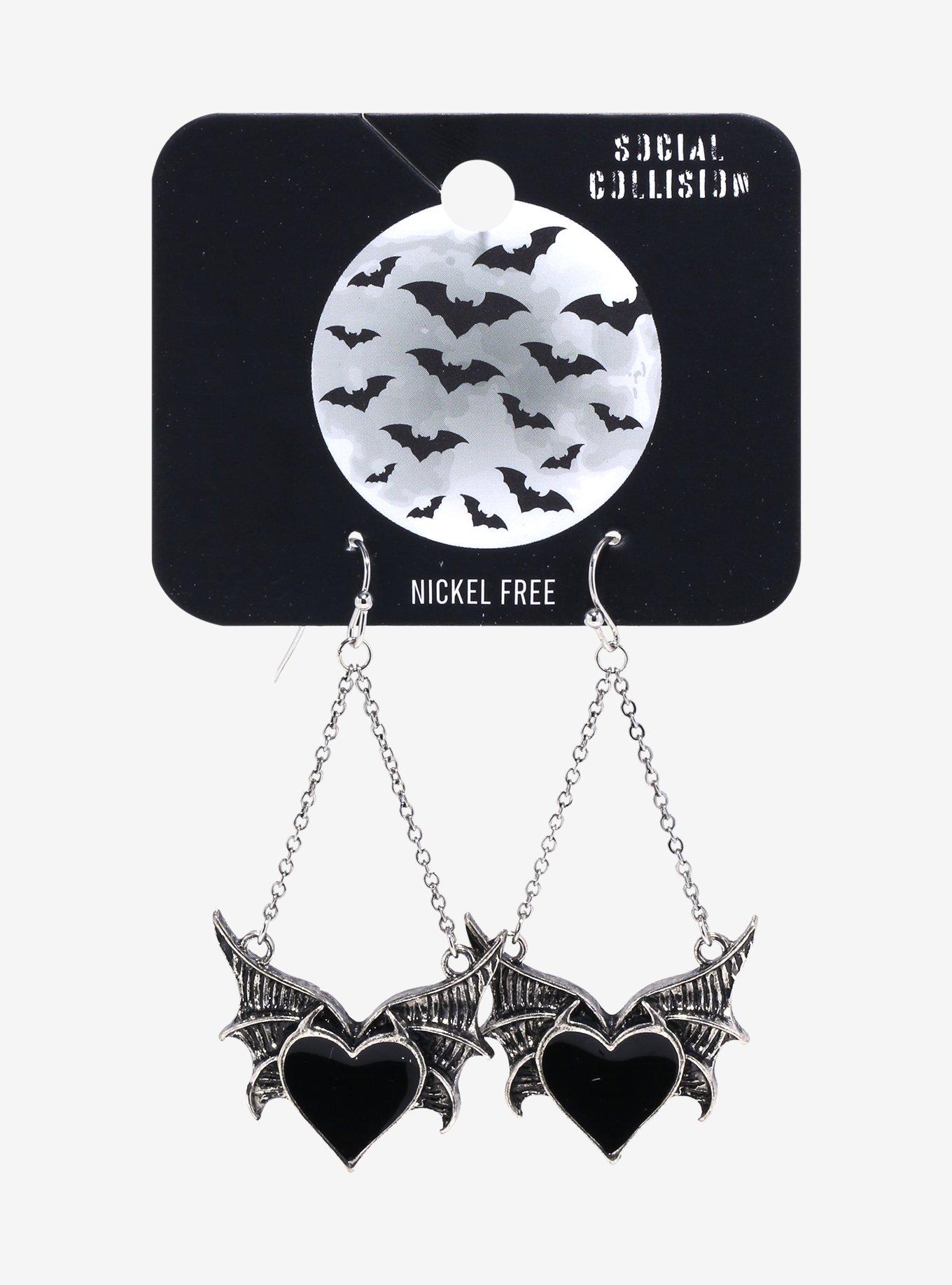 Social Collision® Heart Bat Drop Earrings