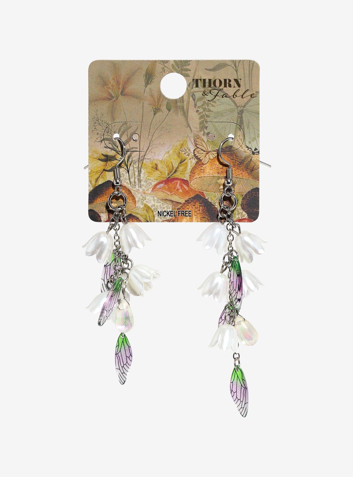 Thorn & Fable Lily Butterfly Wing Drop Earrings, , hi-res