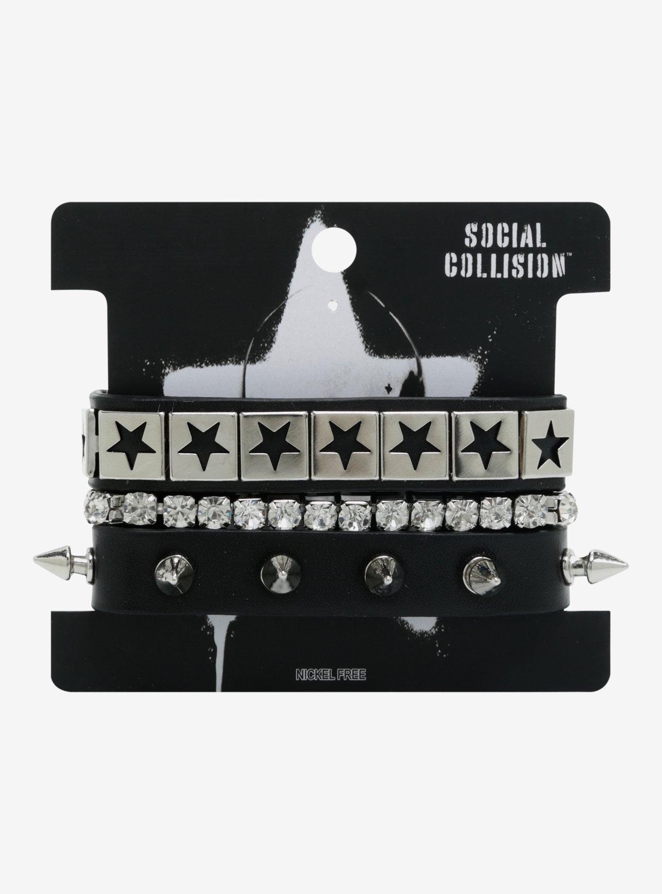 Social Collision Bling Cuff Bracelet Set, , hi-res