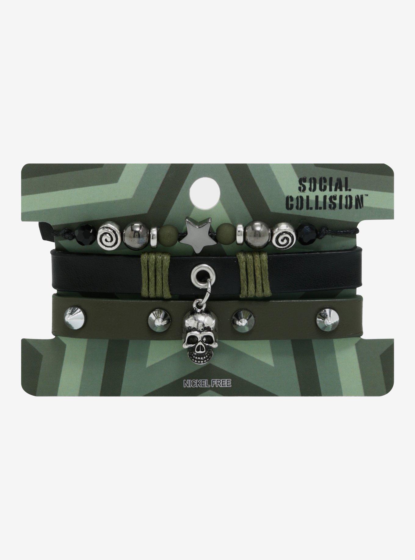 Social Collision Skull Star Grunge Bracelet Set