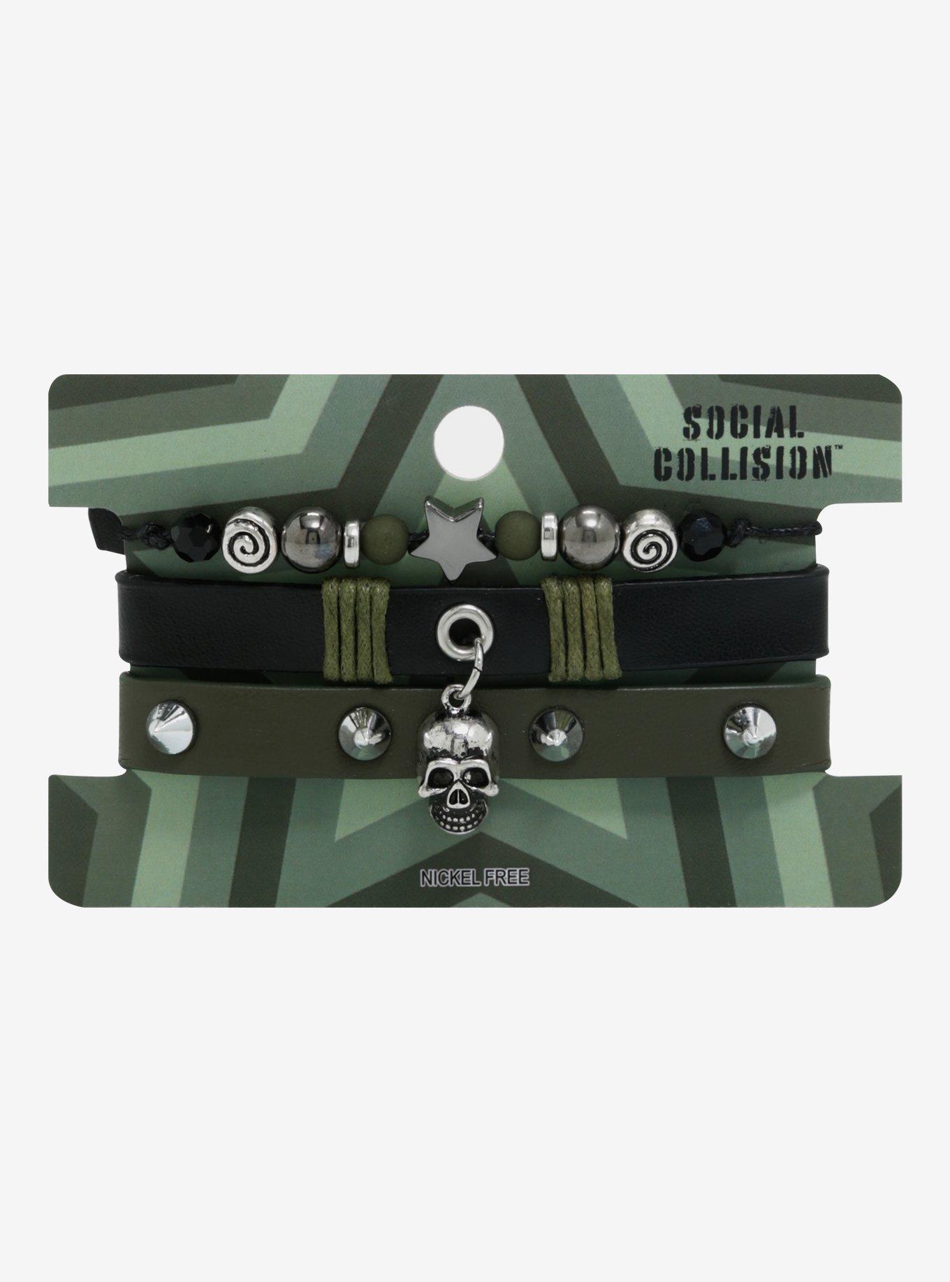 Social Collision Skull Star Grunge Bracelet Set, , hi-res