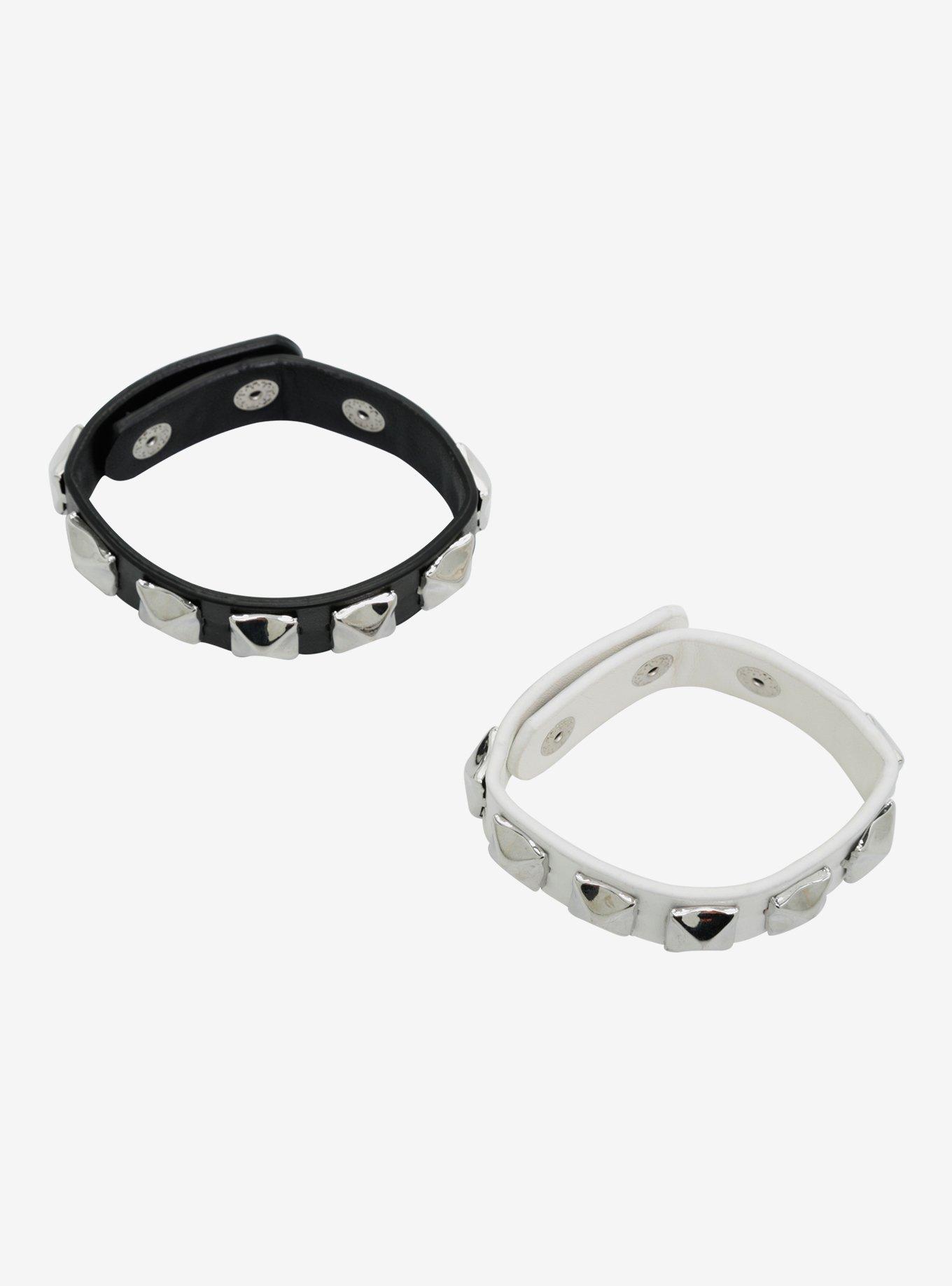 Social Collision® Black & White Stud Cuff Bracelet Set | Hot Topic