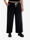 Social Collision® Black & White Stripe Snap Girls Track Pants Plus Size, BLACK, hi-res