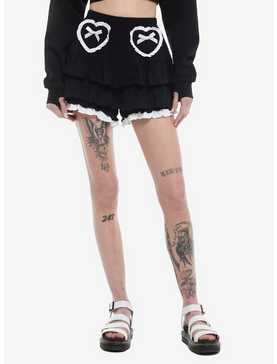 Sweet Society® Black & White Ruffle Lolita Girls Lounge Shorts, , hi-res