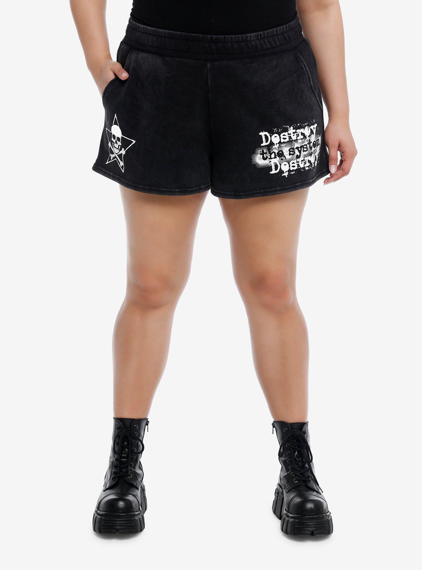 Destroy The System Wash Lounge Shorts Plus Size, , hi-res