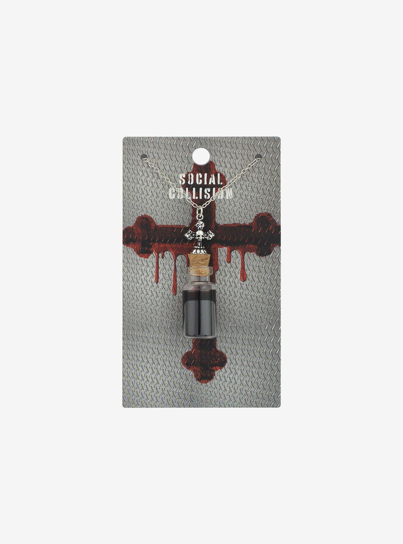 Social Collision® Cross Blood Vial Necklace