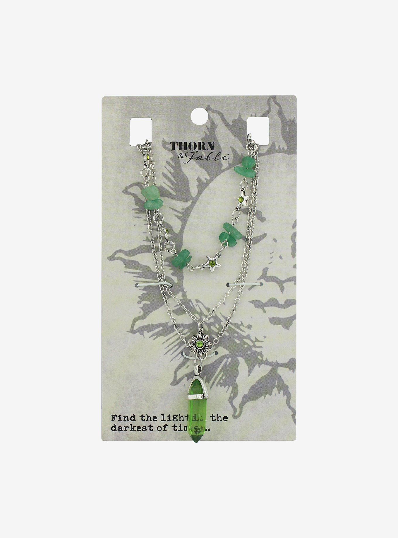 Thorn & Fable Green Celestial Stone Necklace Set, , hi-res