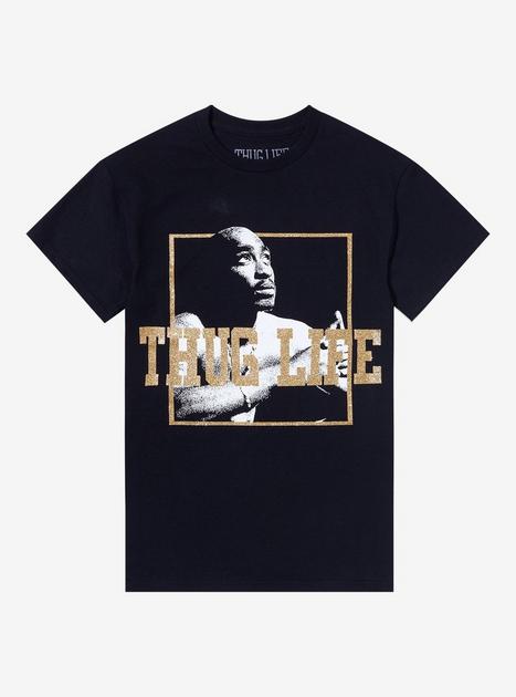 Tupac Thug Life Glitter Portrait Boyfriend Fit Girls T-Shirt | Hot Topic