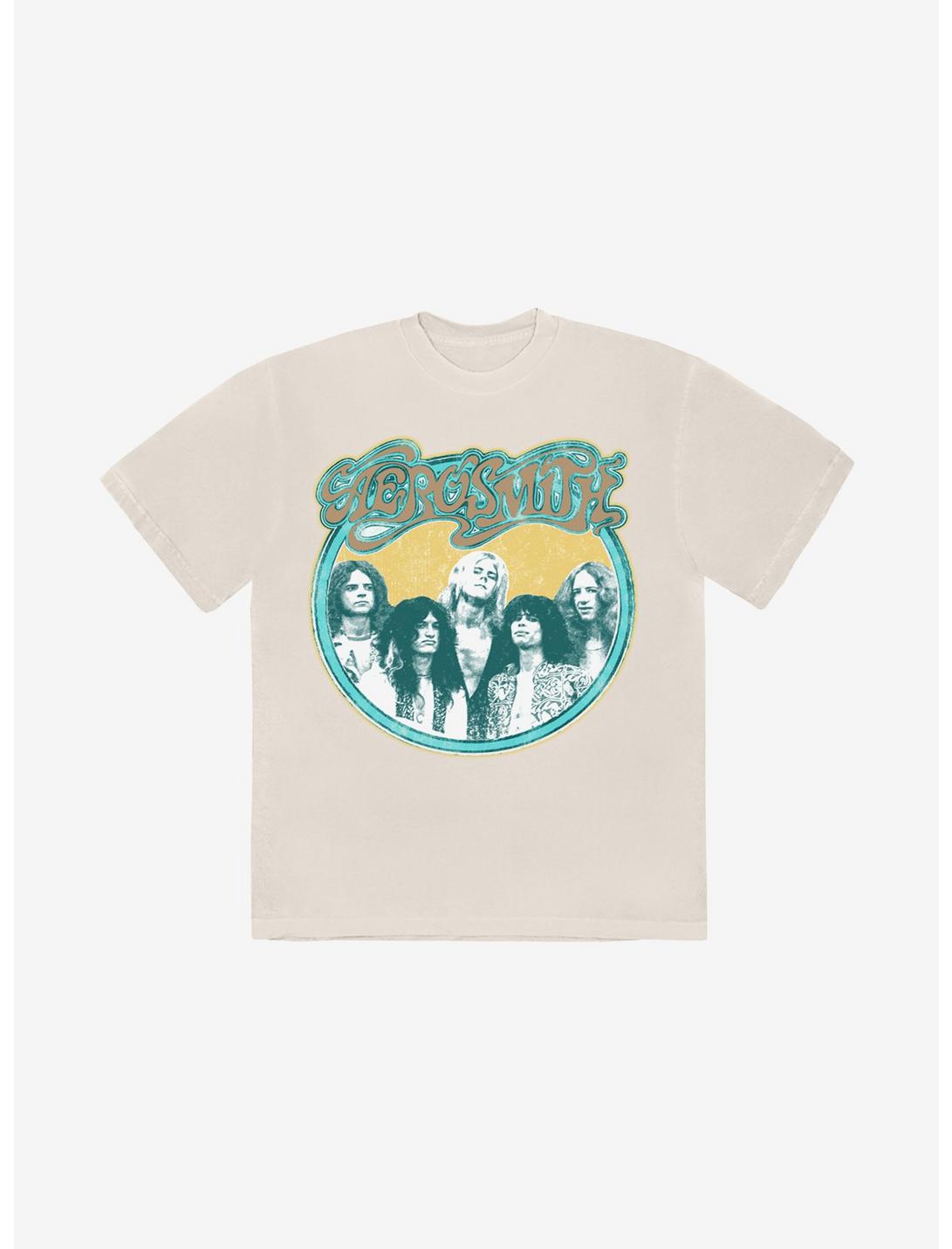 Aerosmith Group Glitter Boyfriend Fit Girls T-Shirt, CREAM, hi-res