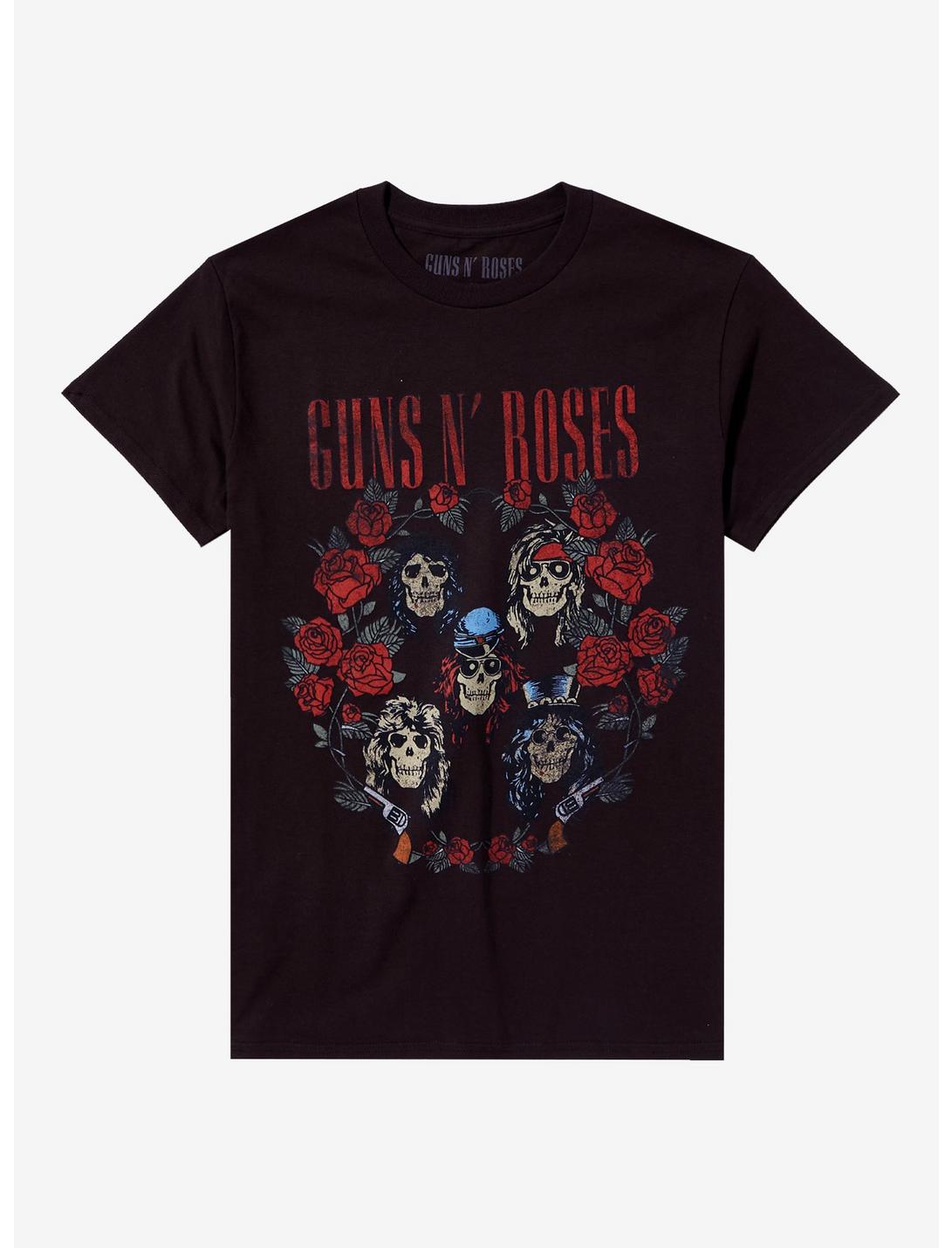 Guns N' Roses Appetite For Destruction Skulls Boyfriend Fit Girls T-Shirt, BROWN, hi-res
