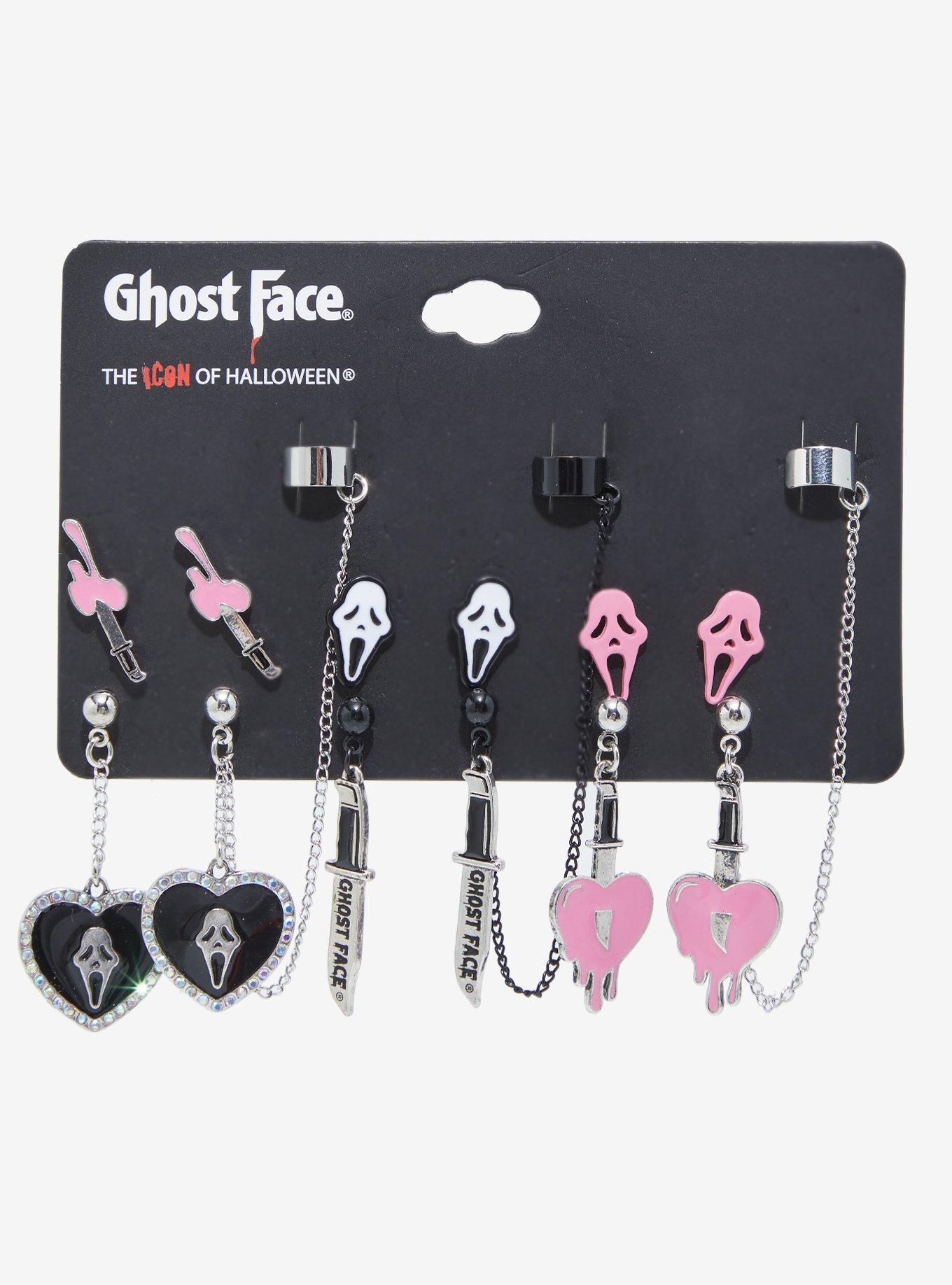 Scream Ghost Face Pink Icons Cuff Earring Set