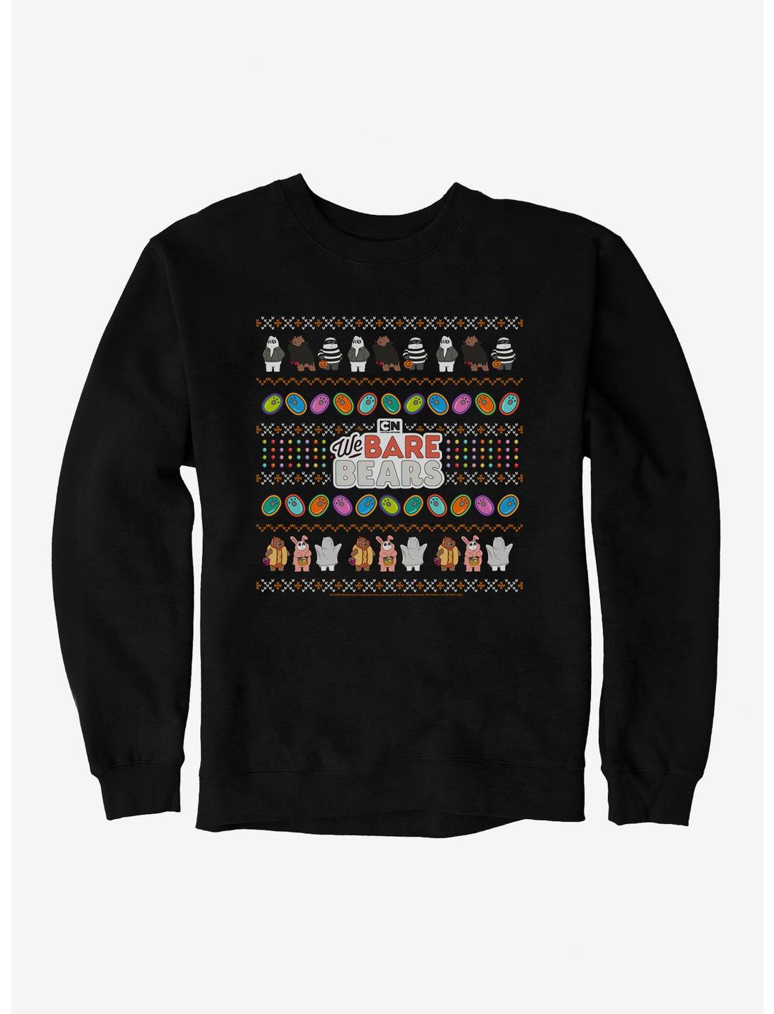 We Bear Bears Halloween Ugly Christmas Pattern Sweatshirt, BLACK, hi-res