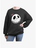 Disney The Nightmare Before Christmas Jack Skull Bat Girls Oversized Sweatshirt, CHARCOAL, hi-res