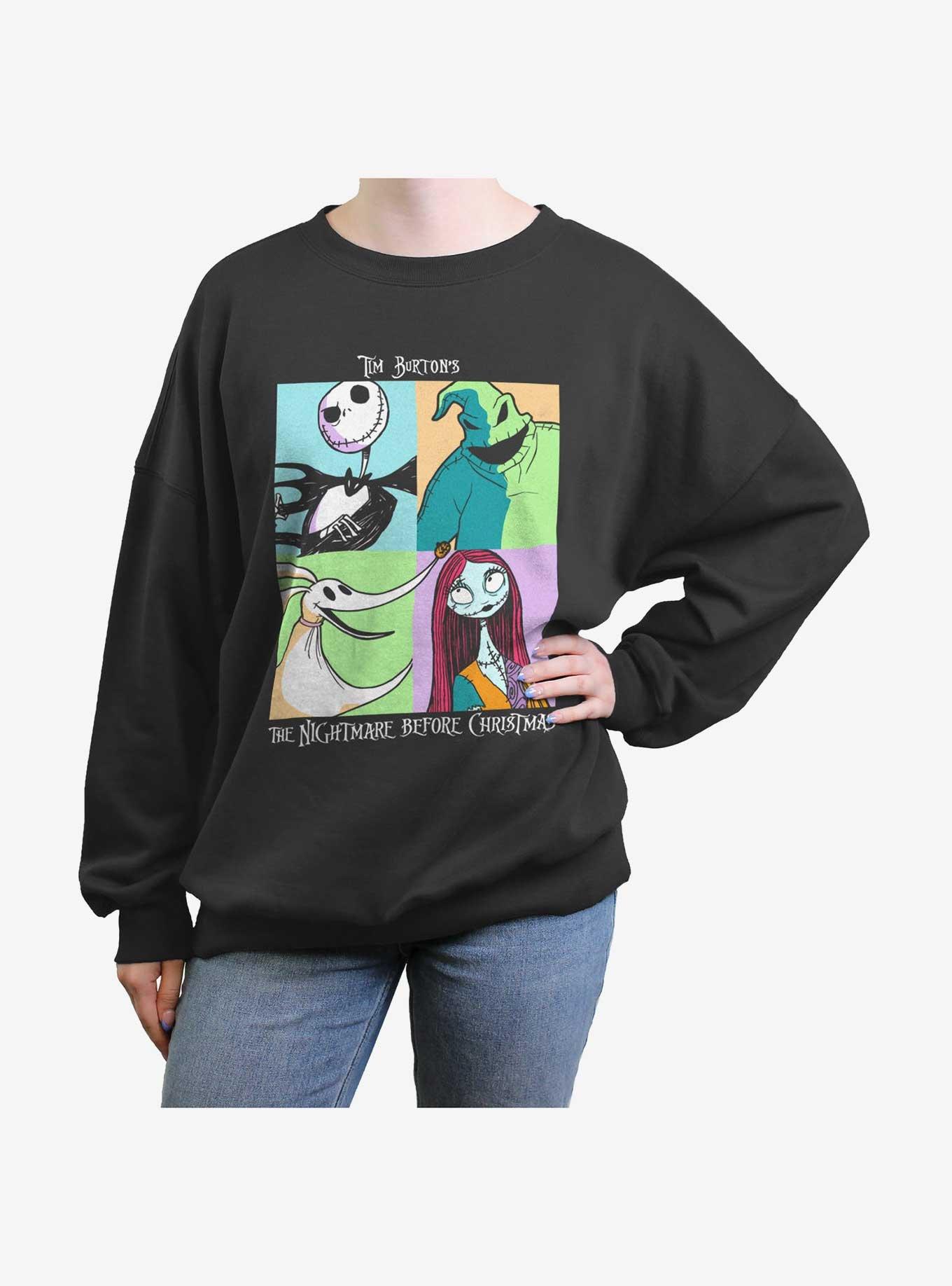 Disney The Nightmare Before Christmas Scream Team Girls Oversized Sweatshirt, CHARCOAL, hi-res