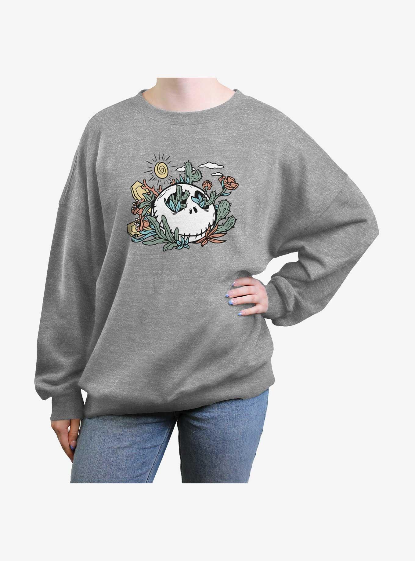 Disney The Nightmare Before Christmas Death Valley Jack Girls Oversized Sweatshirt, HEATHER GR, hi-res