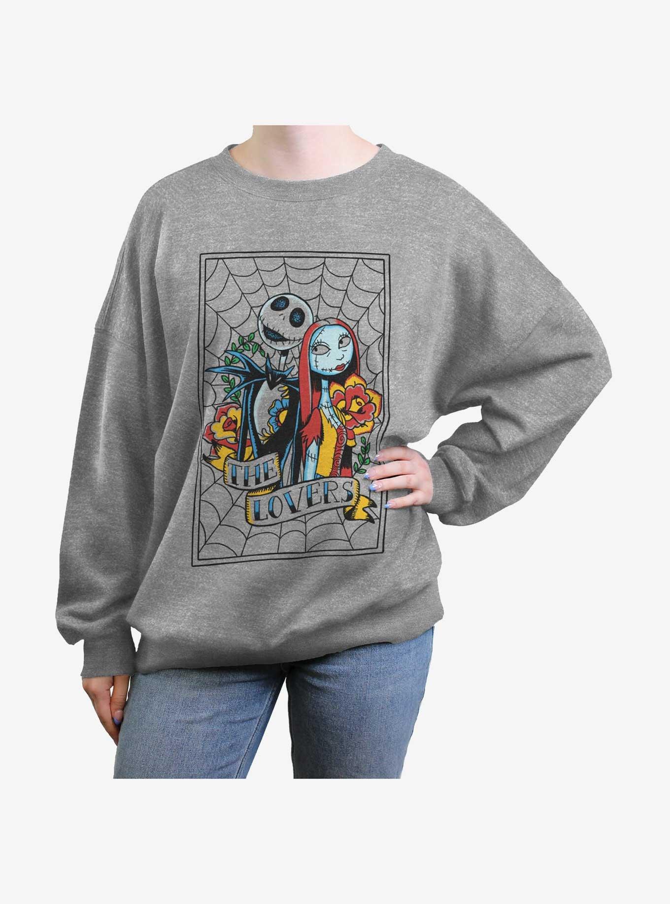 Disney The Nightmare Before Christmas Jack and Sally The Lovers Girls Oversized Sweatshirt, , hi-res