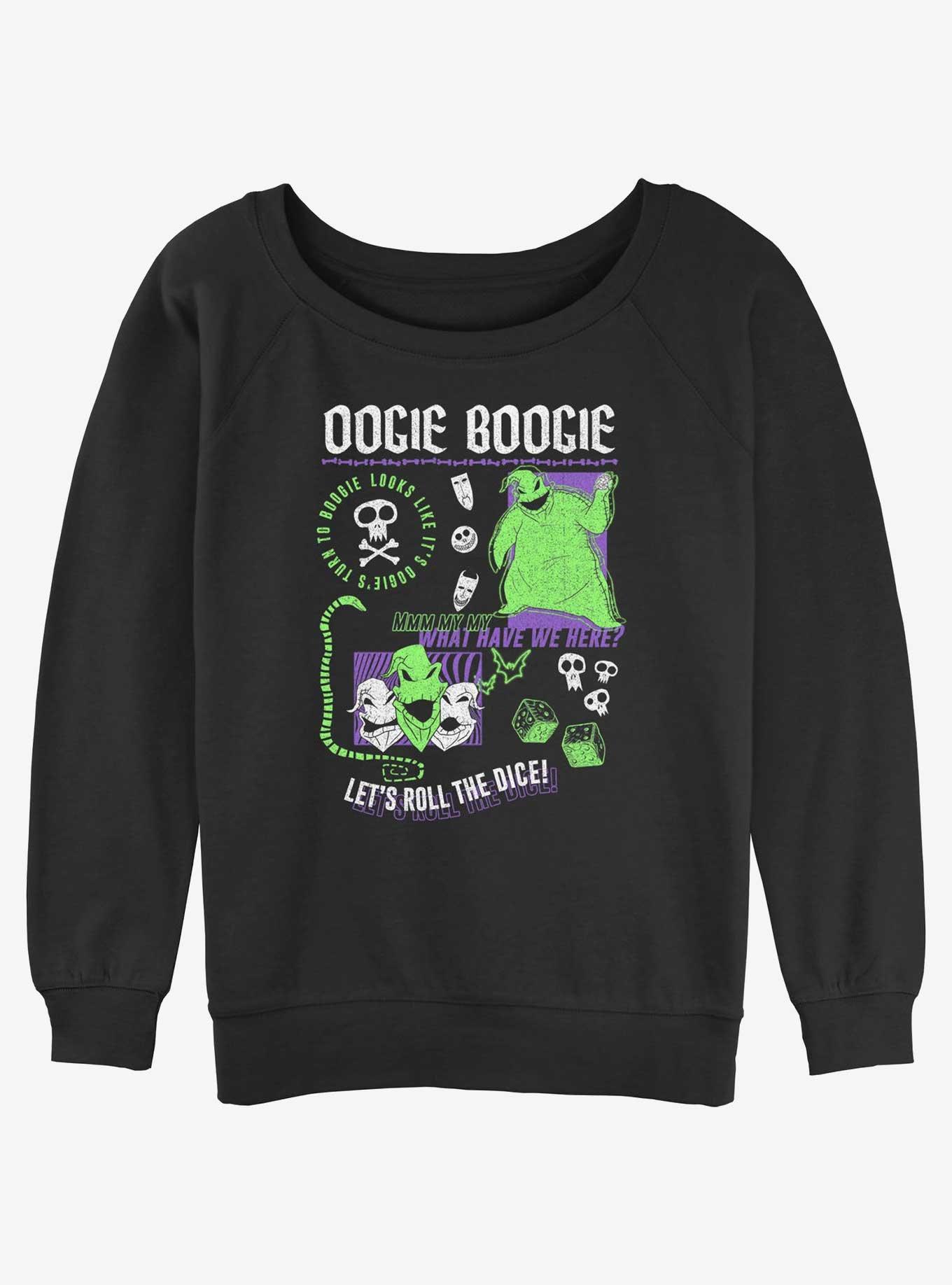 Disney The Nightmare Before Christmas Oogie Boogie Let's Roll The Dice Womens Slouchy Sweatshirt, BLACK, hi-res