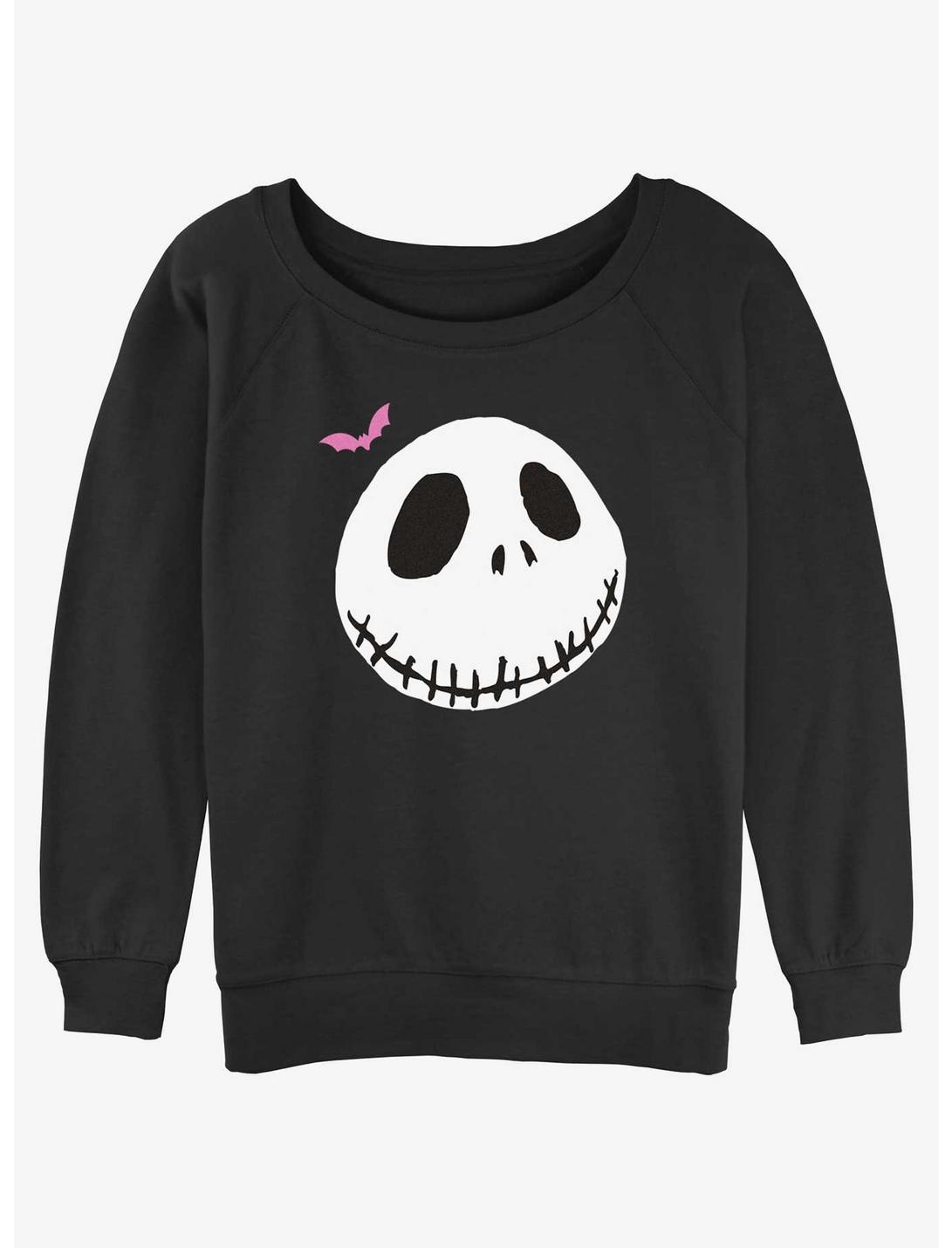 Disney The Nightmare Before Christmas Jack Skull Bat Womens Slouchy Sweatshirt, BLACK, hi-res