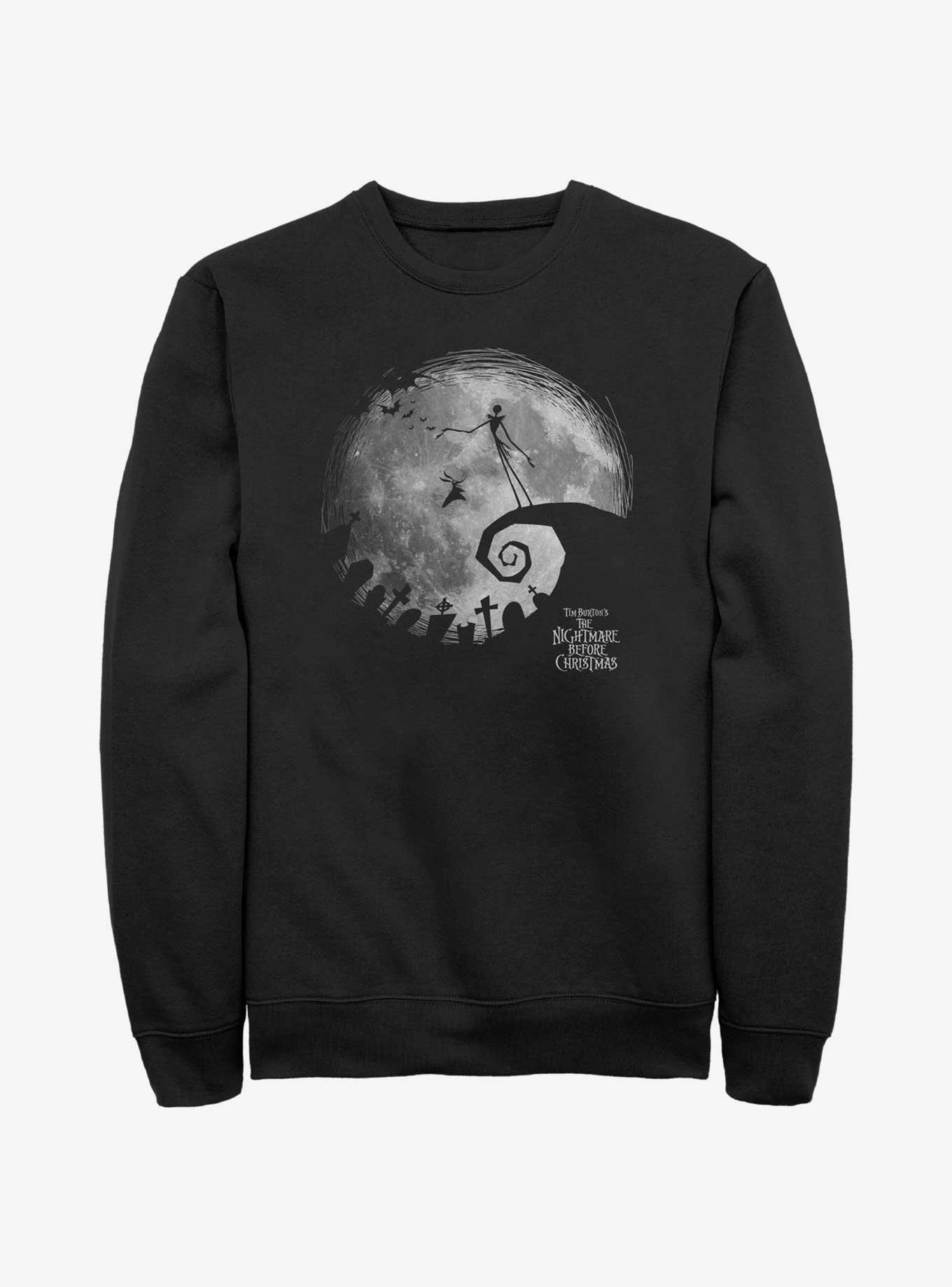 Disney The Nightmare Before Christmas Jack and Zero Graveyard Moon Sweatshirt, BLACK, hi-res