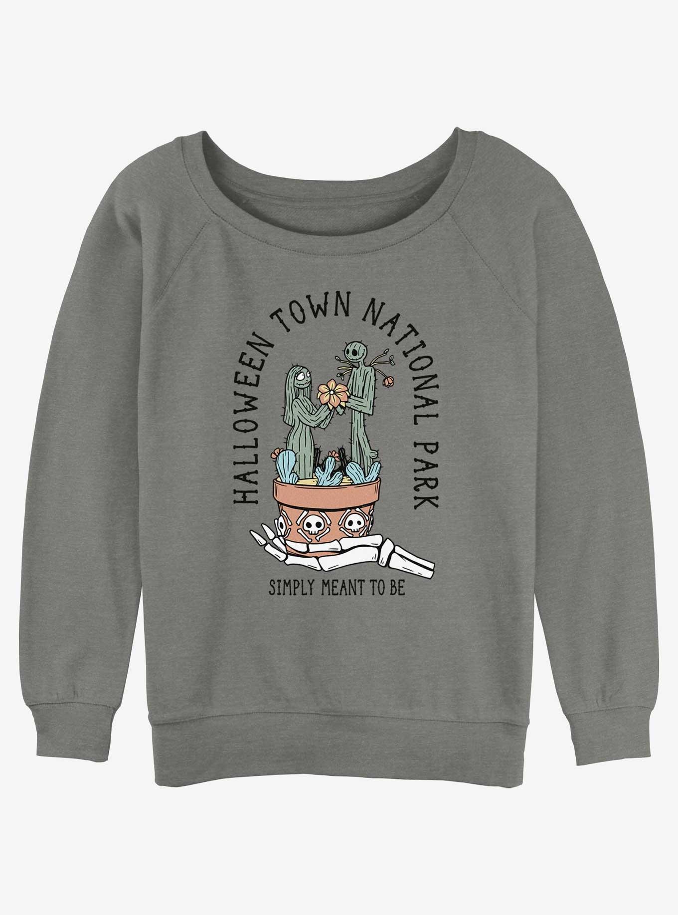 Disney The Nightmare Before Christmas Halloween Town National Park Womens Slouchy Sweatshirt, GRAY HTR, hi-res