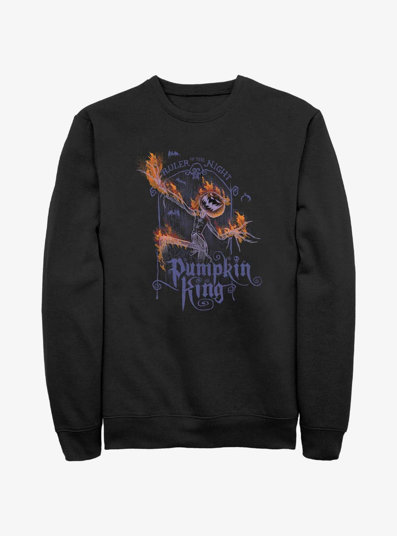 Disney The Nightmare Before Christmas Pumpkin King Flames Sweatshirt, BLACK, hi-res