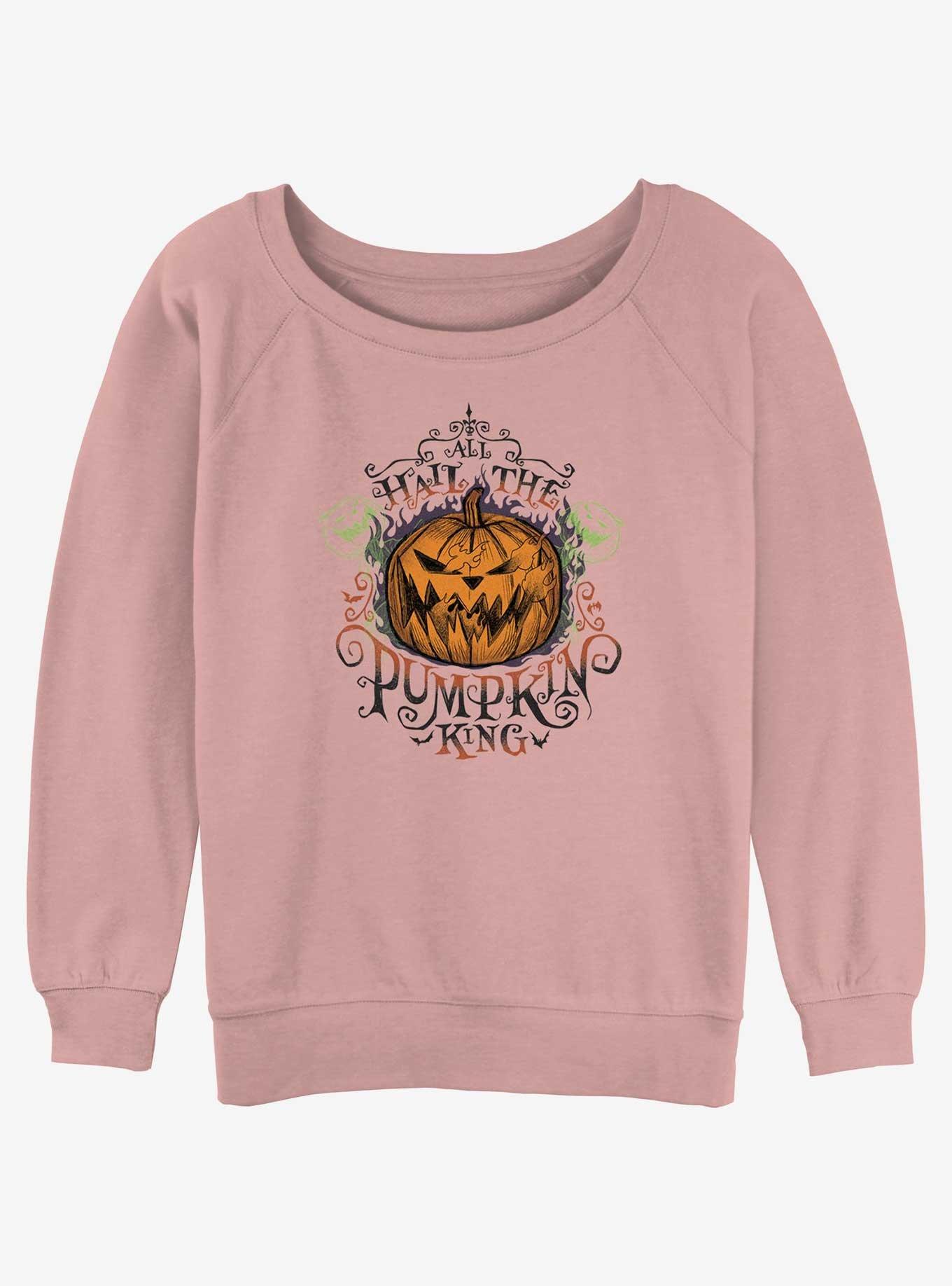 Disney The Nightmare Before Christmas All Hail The Pumpkin King Womens Slouchy Sweatshirt, DESERTPNK, hi-res