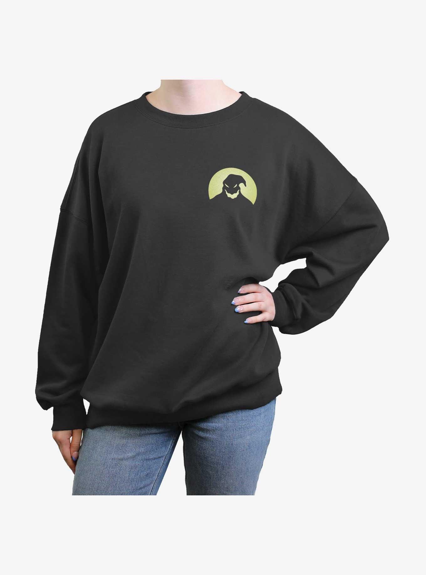 Disney The Nightmare Before Christmas Oogie Boogie Pocket Womens Oversized Sweatshirt, CHARCOAL, hi-res