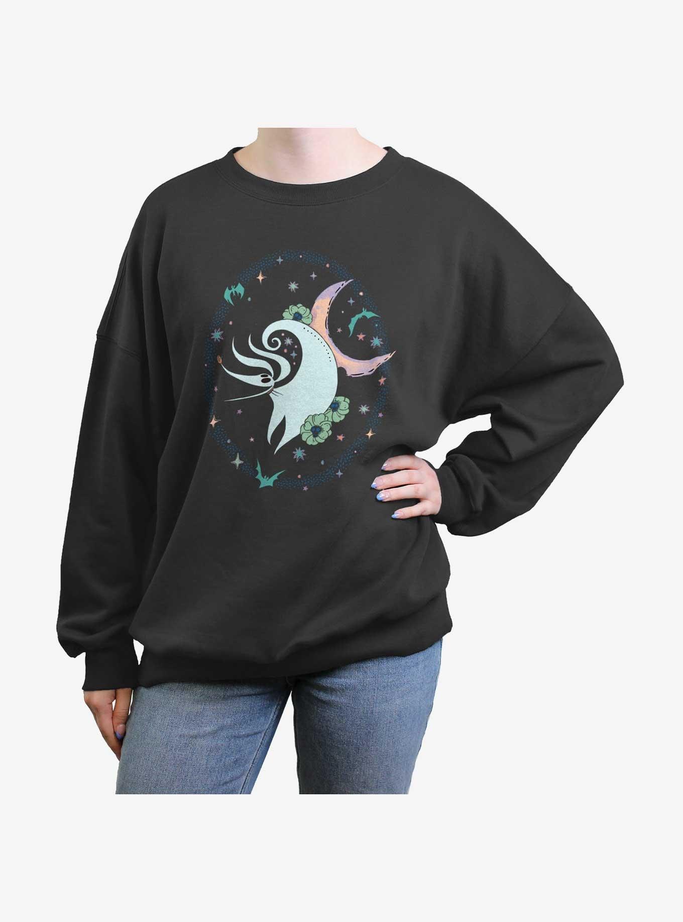 Disney The Nightmare Before Christmas Zero Moon Dance Womens Oversized Sweatshirt, CHARCOAL, hi-res