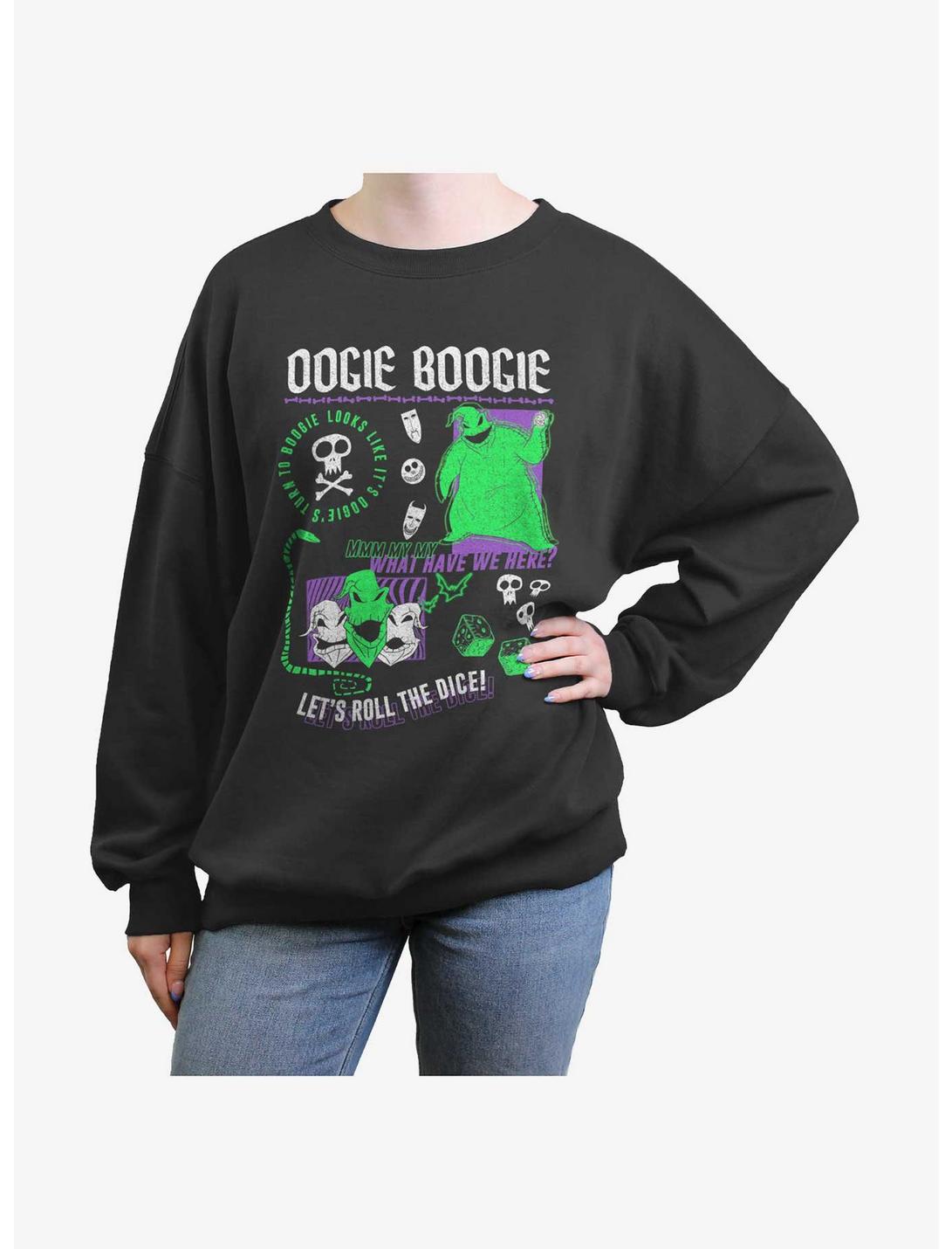 Disney The Nightmare Before Christmas Oogie Boogie Let's Roll The Dice Womens Oversized Sweatshirt, CHARCOAL, hi-res