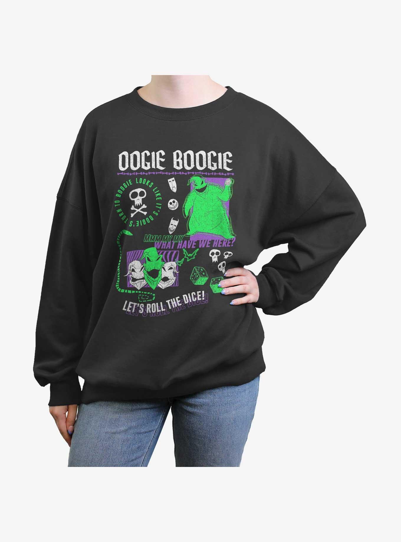 Disney The Nightmare Before Christmas Oogie Boogie Let's Roll The Dice Womens Oversized Sweatshirt, CHARCOAL, hi-res