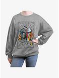 Disney The Nightmare Before Christmas Jack and Sally The Lovers Womens Oversized Sweatshirt, HEATHER GR, hi-res
