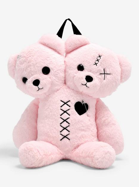 Pink Double Bear Head Plush Backpack | Hot Topic