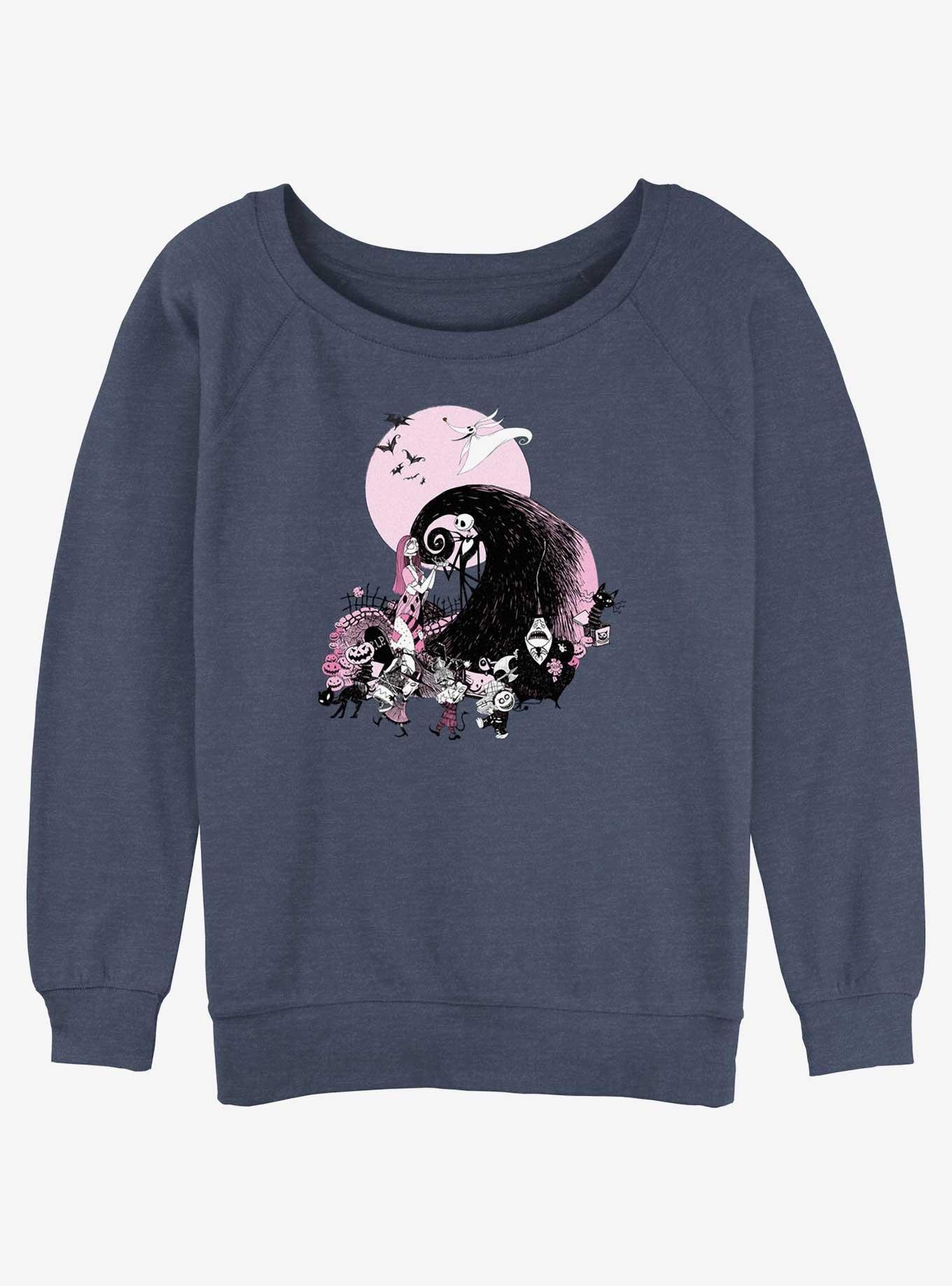 Disney The Nightmare Before Christmas Scare Group Girls Slouchy Sweatshirt, BLUEHTR, hi-res