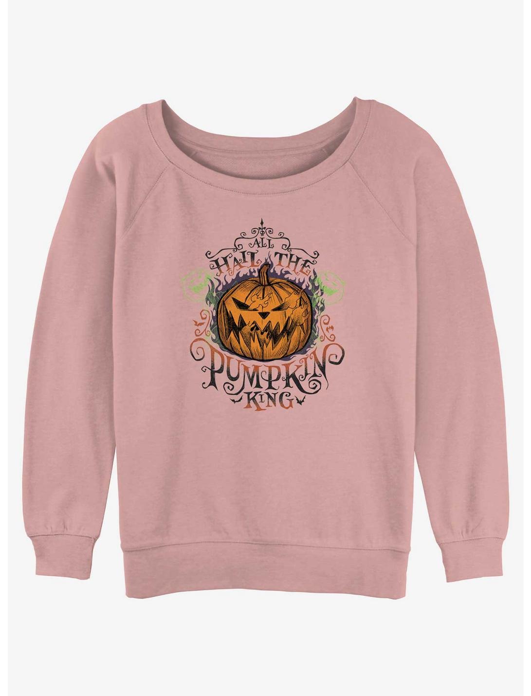 Disney The Nightmare Before Christmas All Hail The Pumpkin King Girls Slouchy Sweatshirt, DESERTPNK, hi-res