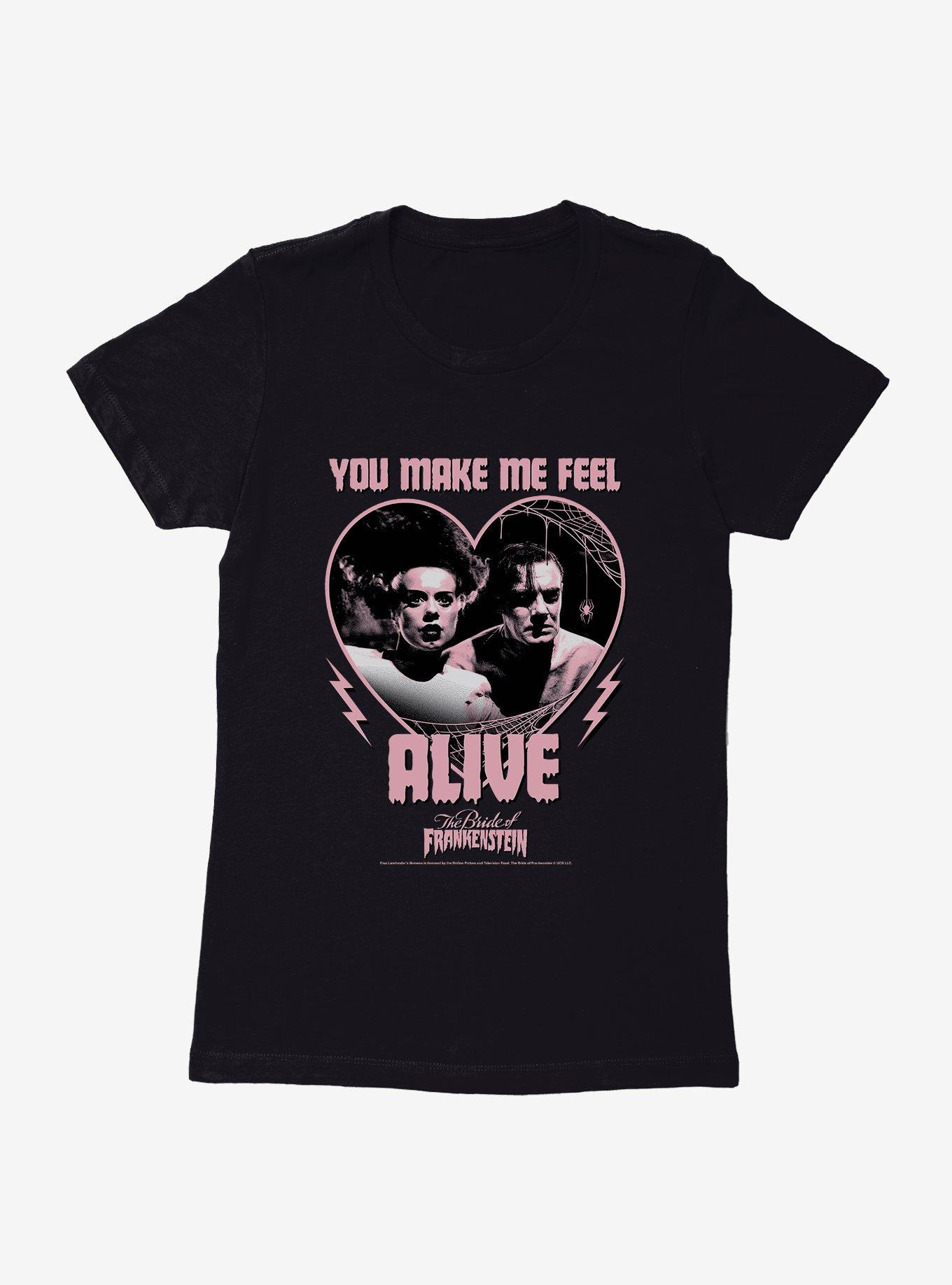 The Bride Of Frankenstein You Make Me Feel Alive Womens T-Shirt, BLACK, hi-res