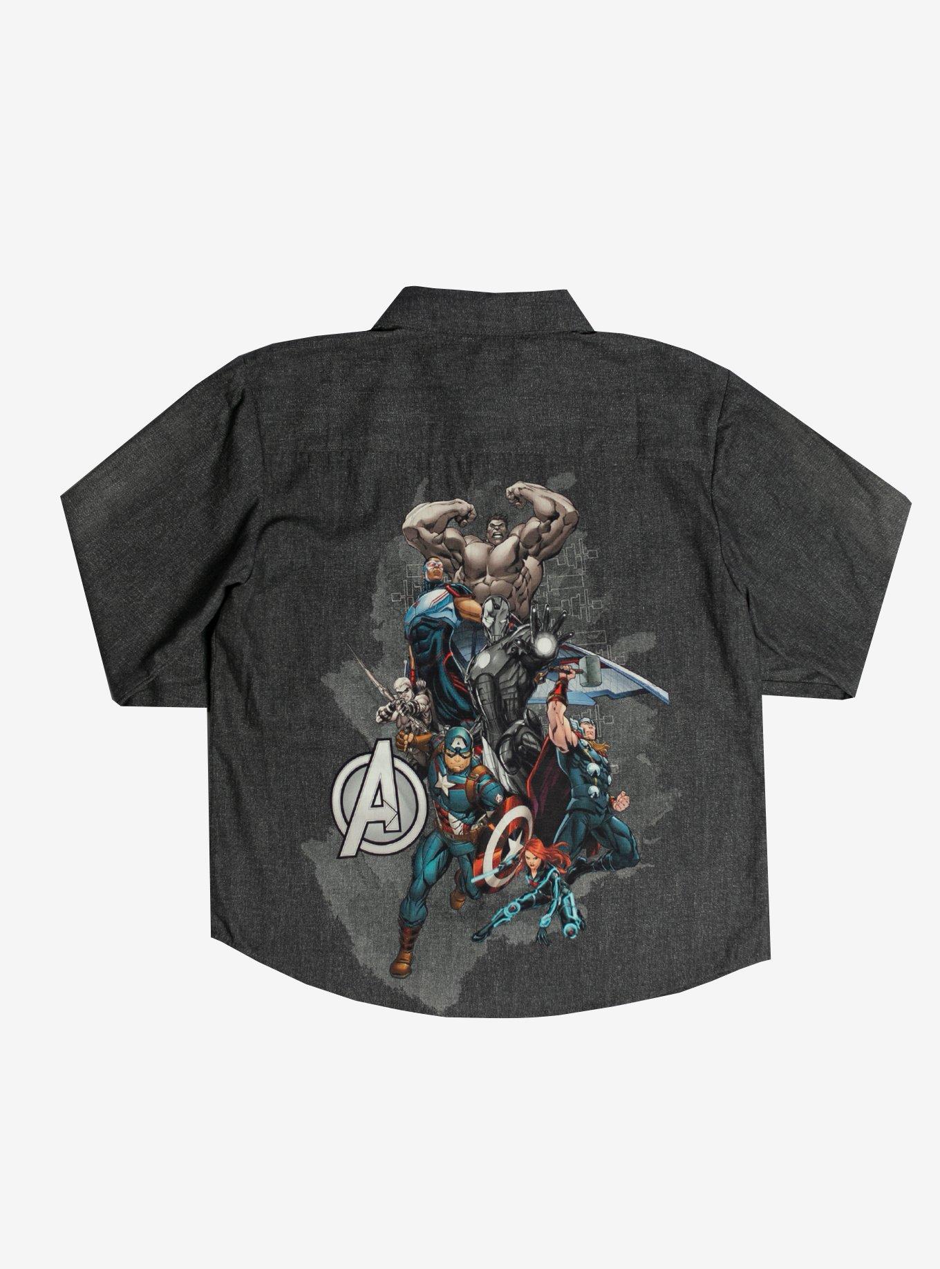 Marvel Avengers Long Sleeve Youth Denim Shirt, BLACK, hi-res