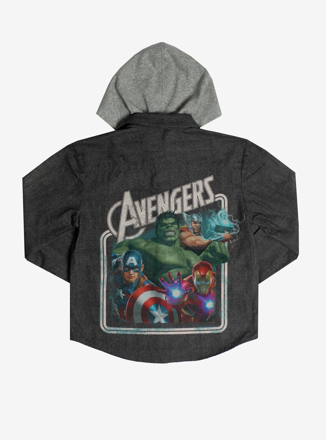 Marvel Avengers Long Sleeve Youth Denim Hoodie, BLACK, hi-res