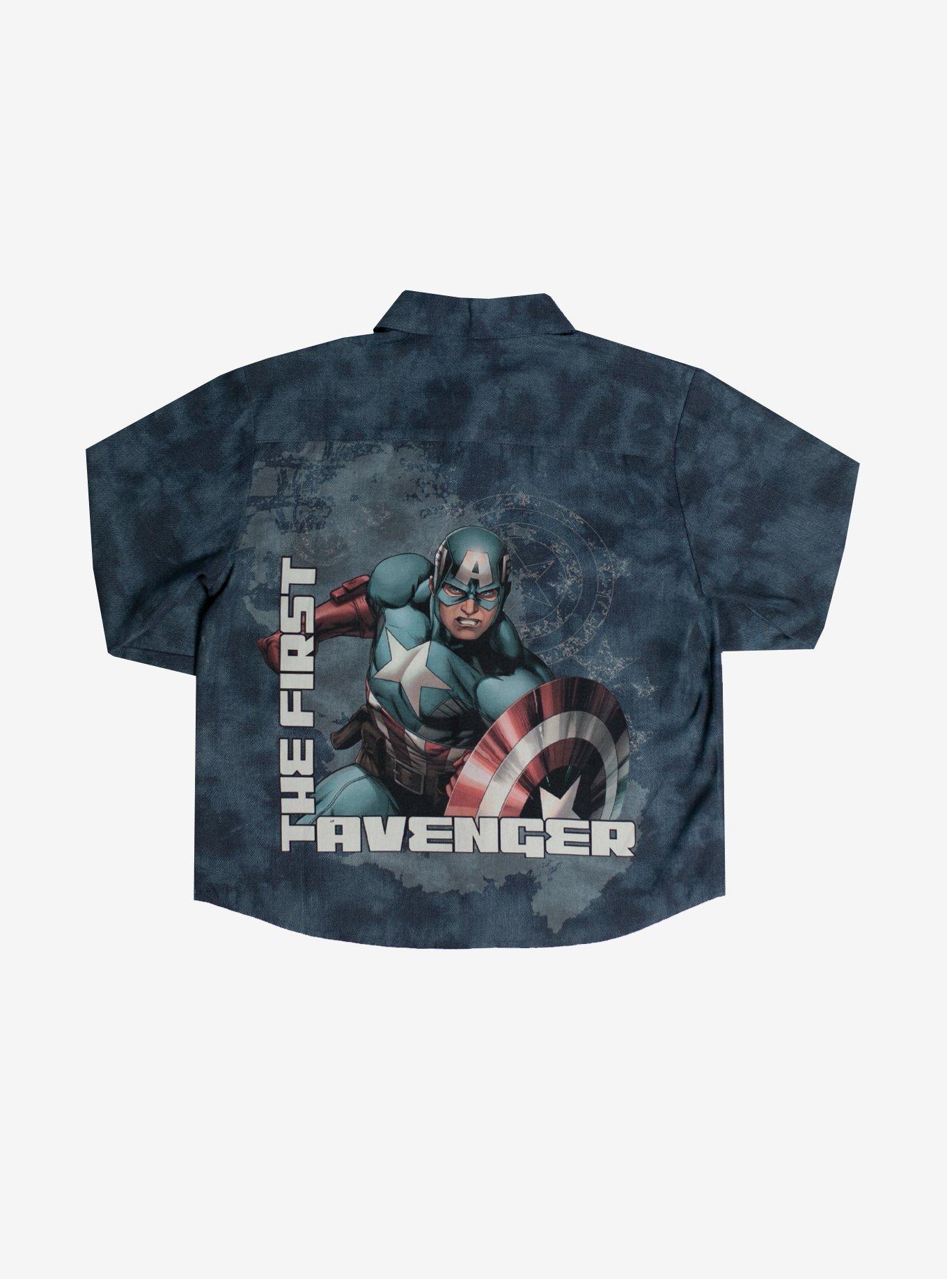 Marvel Captain America Long Sleeve Youth Denim Shirt, BLUE, hi-res