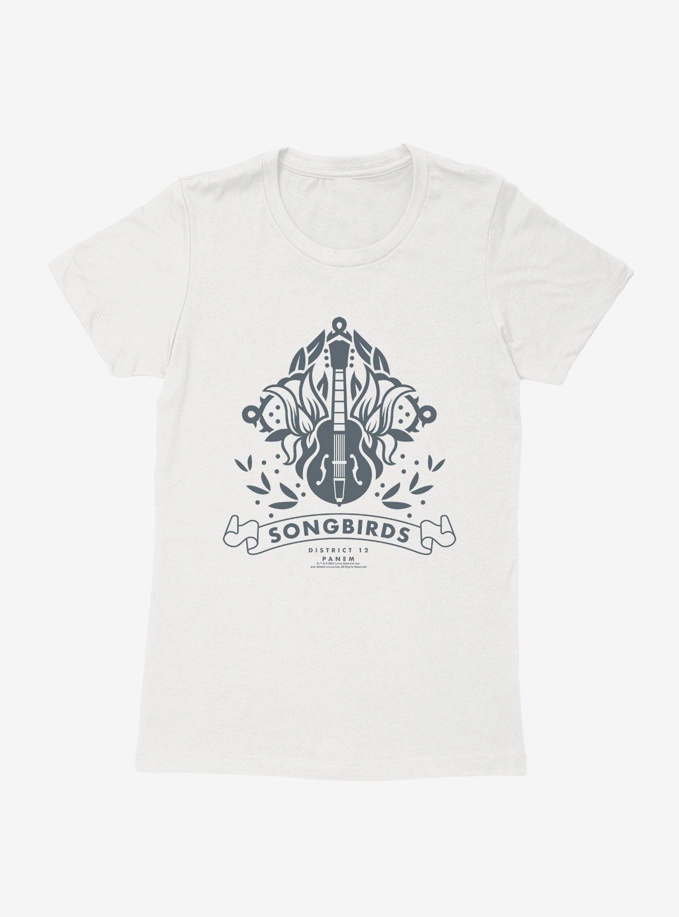Hunger Games: The Ballad Of Songbirds And Snakes Songbrids District 12 Womens T-Shirt, WHITE, hi-res