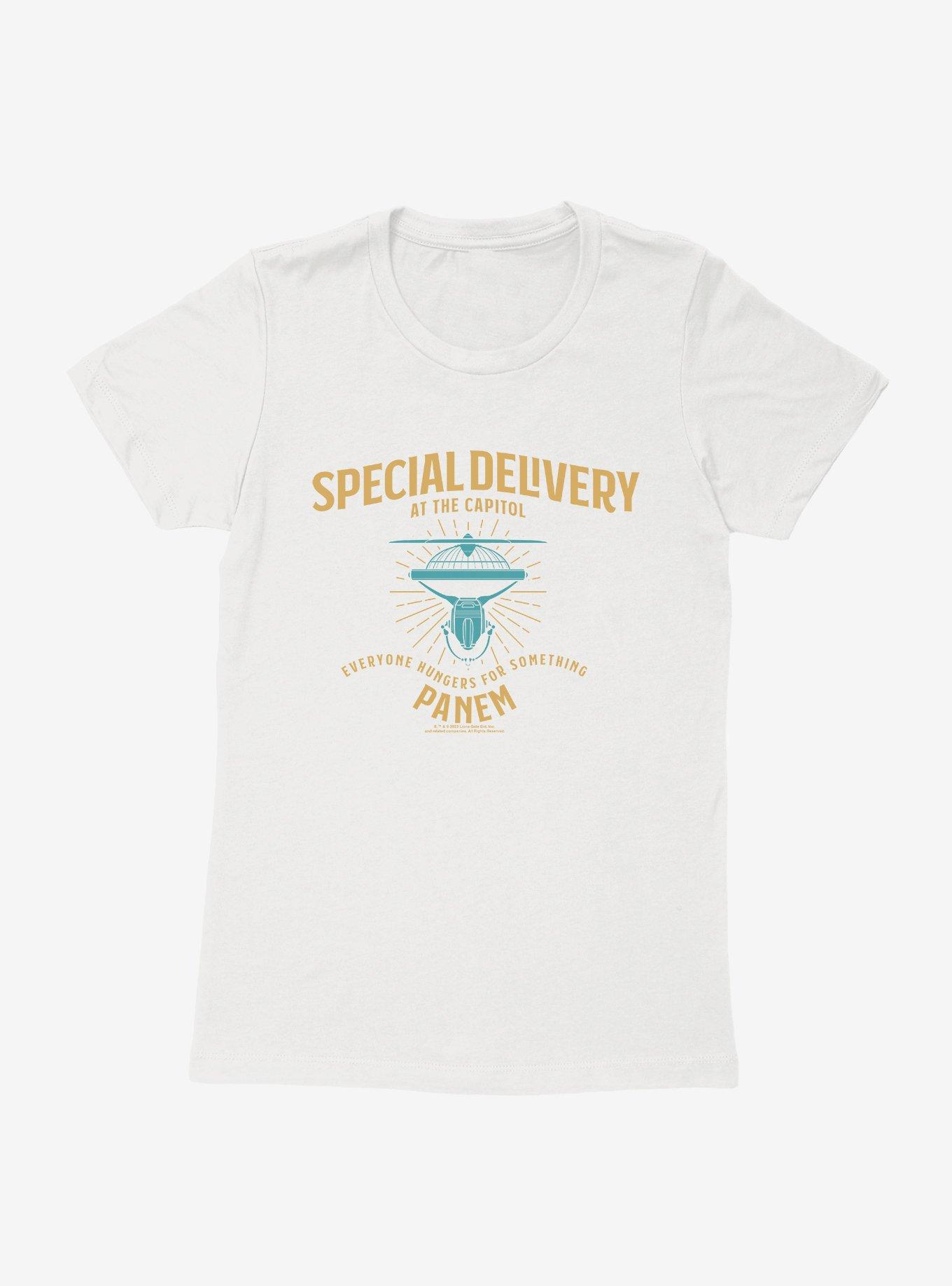 Hunger Games: The Ballad Of Songbirds And Snakes Drone Special Delivery Womens T-Shirt, WHITE, hi-res