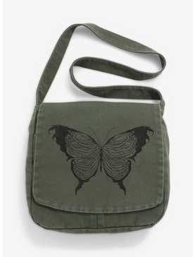 Skeletal Butterfly Canvas Messenger Bag, , hi-res